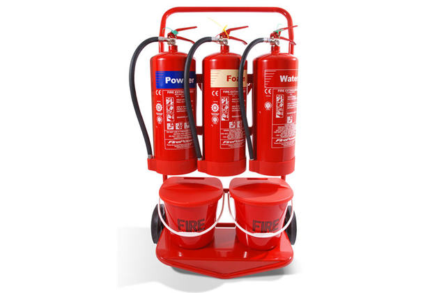 Triple Fire Extinguisher Trolley